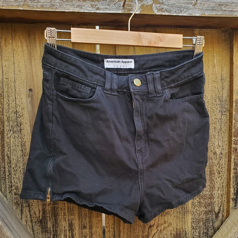 American Apparel High Waisted Shorts with Side Zip